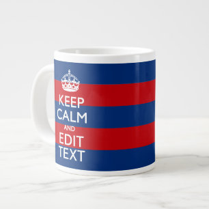 Stilvoll BEHALTEN CALM UND Ihr Text auf Streifen Jumbo-Tasse
