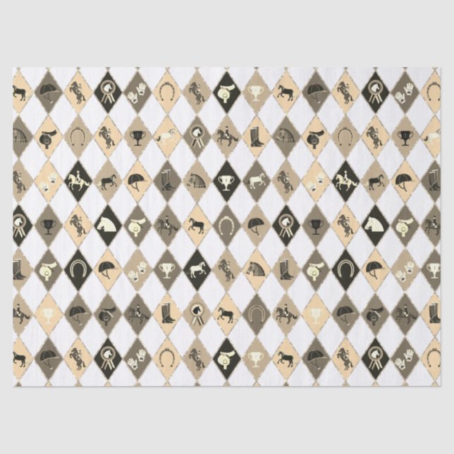 Stilvoll Beige Creme Reittier Diamond Muster Seidenpapier (Vorderseite)