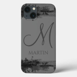 Stilvoll Beruflich Grau und Schwarz Monogrammiert Case-Mate iPhone Hülle