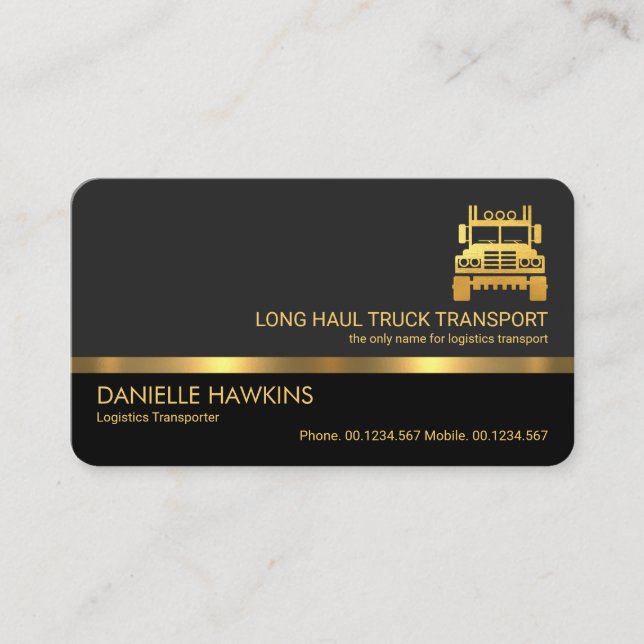 Stilvoll Beruflicher Gray Layers Gold Line Truck Visitenkarte (Vorderseite)