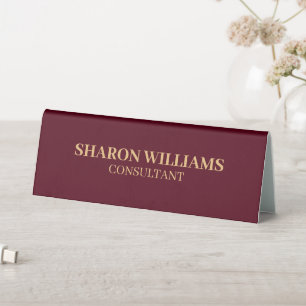 Stilvoll Berufliches Burgundy Red Gold Minimalisti Tischaufsteller
