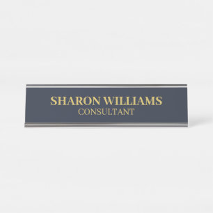Stilvoll Berufliches Navy Blue & Gold Minimalistis Schreibtischnamensplakette