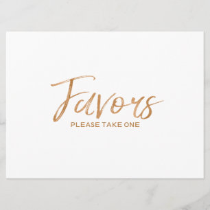 Stilvoll beschriftetes goldenes Rosen-"Favors"-Sch Einladung