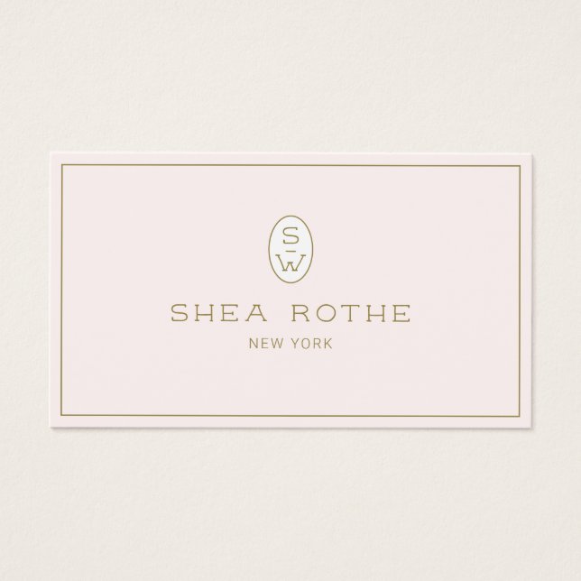 Stilvoll blassrosa Beruflich Modernes Monogramm (Vorderseite)