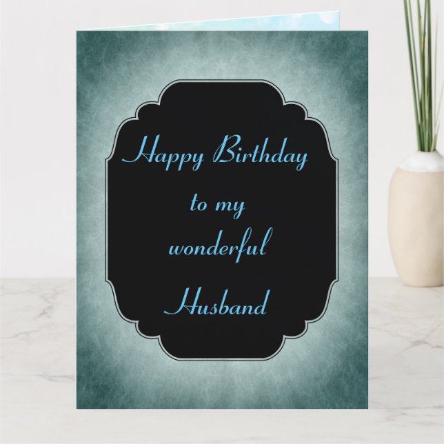 Stilvoll blau und schwarz Happy Birthday Husband Karte (Vorderseite)