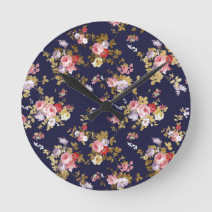 Stilvoll blaues Rosa Goldbarsch Runde Wanduhr
