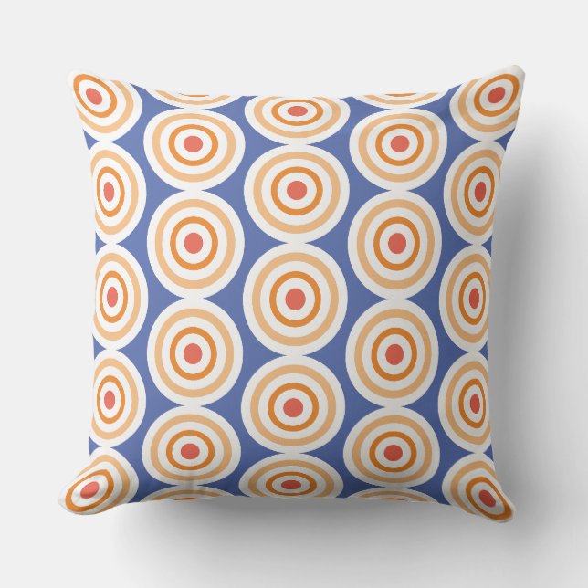 Stilvoll blaues weißes Orangendesign Kunstmuster Kissen (Vorderseite)