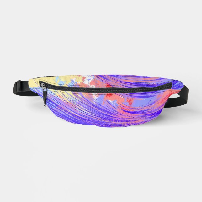 Stilvoll Blaupink Abstrakt Feathers Bauchtasche (Vorderseite)