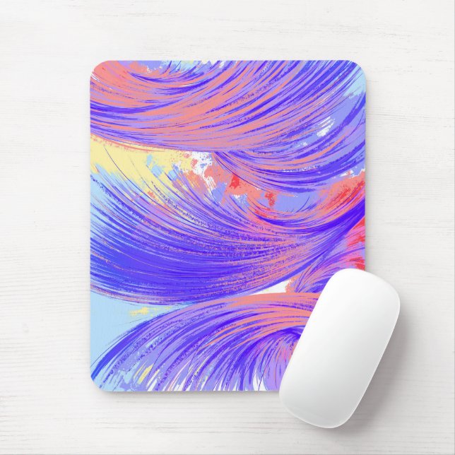 Stilvoll Blaupink Abstrakt Feathers Mousepad (Mit Mouse)