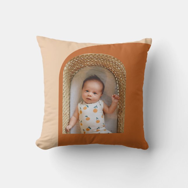 Stilvoll Boho Terracotta Custom Foto Keepake Kissen (Vorderseite)