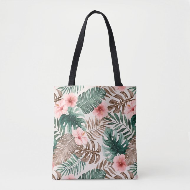 Stilvoll Boho Watercolor Tropical Floral Tasche (Vorderseite)