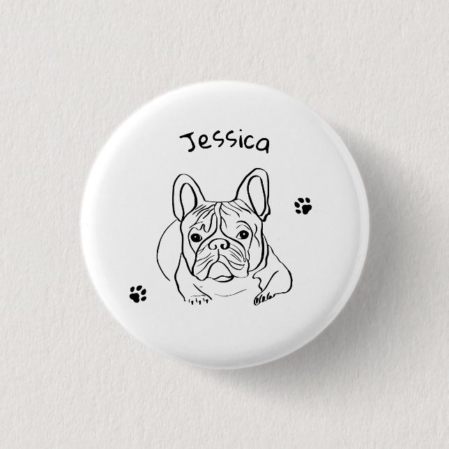 Stilvoll Bulldog Minimalistisch Button (Vorderseite)