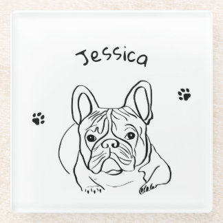 Stilvoll Bulldog Minimalistisch Glasuntersetzer