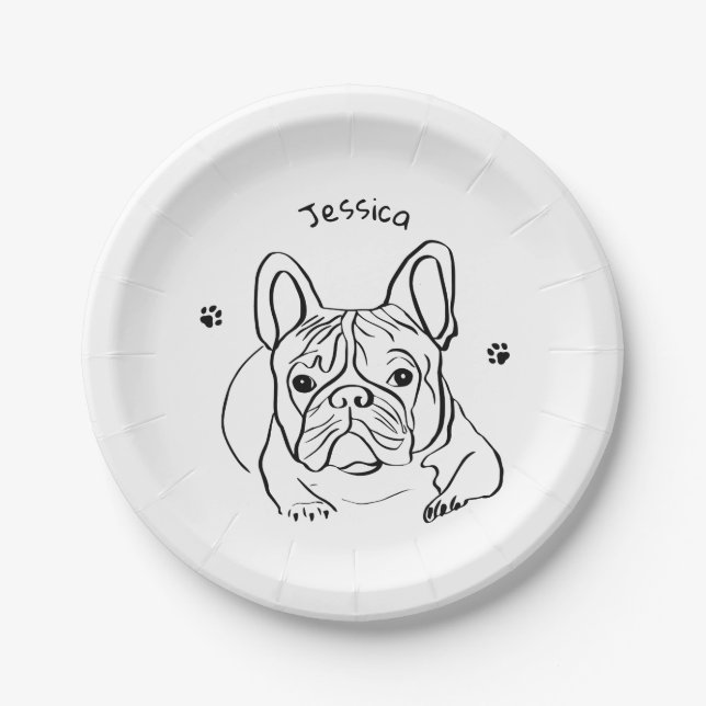 Stilvoll Bulldog Minimalistisch Pappteller (Vorderseite)