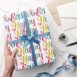 Stilvoll Bunte Florale Frohe Ostern Geschenkpapier