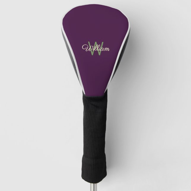 Stilvoll Burgund Mit Monogramm Golf Headcover (Vorderseite)
