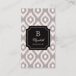 Stilvoll Chic Gray Blush Pink Diamond Ikat Monogra Visitenkarte