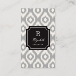 Stilvoll Chic Ivory Gray Diamond Ikat Monogram Visitenkarte