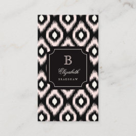 Stilvoll Chic Ivory Pink Diamond Ikat Monogram Visitenkarte
