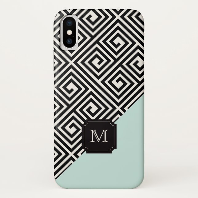 Stilvoll Chic Modernes Black Mint Griechisches Key Case-Mate iPhone Hülle (Rückseite)