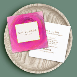 Stilvoll Chic Pink Abstrakt Watercolor Quadratische Visitenkarte