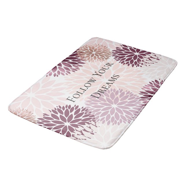 Stilvoll Chic Pink Floral Badematte (Schrägansicht)