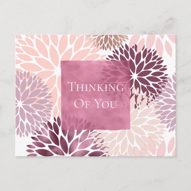 Stilvoll Chic Pink floral Denken Sie an Sie Postkarte (Vorderseite)