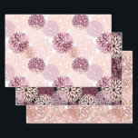 Stilvoll Chic Pink Floral Geschenkpapier Set<br><div class="desc">Stilvolles Chic Pink Burgundy Brautparty oder zu jedem Anlass</div>