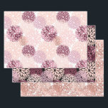 Stilvoll Chic Pink Floral Geschenkpapier Set<br><div class="desc">Stilvolles Chic Pink Burgundy Brautparty oder zu jedem Anlass</div>