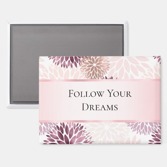 Stilvoll Chic Pink Floral Magnet (Vorderseite/Rückseite)