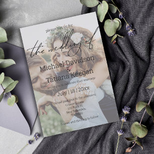 stilvoll chic Schrift verblasstes Foto Hochzeit Einladung