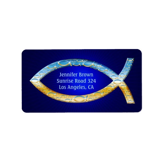 Stilvoll Christlicher Fisch | Ihr Glaube teilen Adressaufkleber (Vorne)