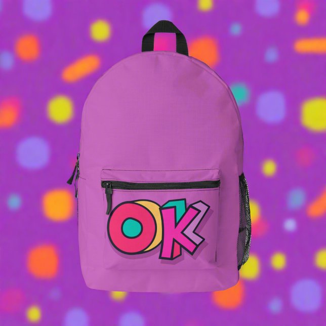 Stilvoll Coole "OK" kühne Lila Sportart Bedruckter Rucksack (Von Creator hochgeladen)