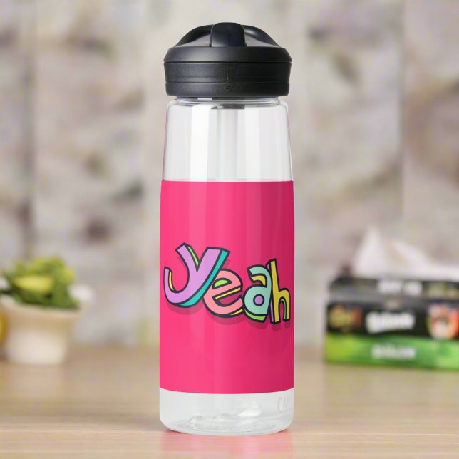 Stilvoll Coole "Yeah" Regenbogenfarben Pink Sports Trinkflasche (Von Creator hochgeladen)