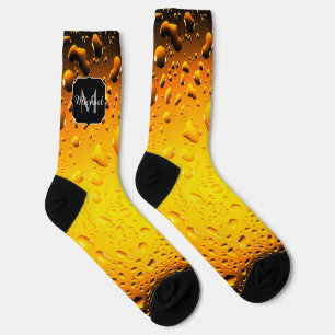 Stilvoll Cooles gelbes Tropfen Bier Monogram Socken