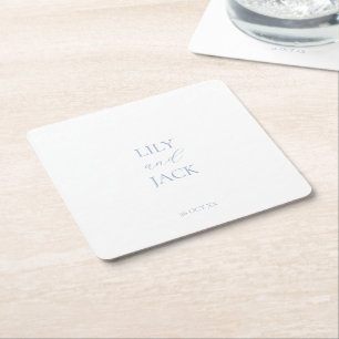 Stilvoll deusty Blue & White Wedding Paper Unterse Rechteckiger Pappuntersetzer