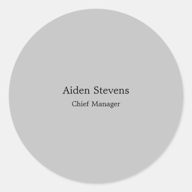 Stilvoll Einfach Schlicht Grau Minimalistisch Runder Aufkleber (Vorderseite)