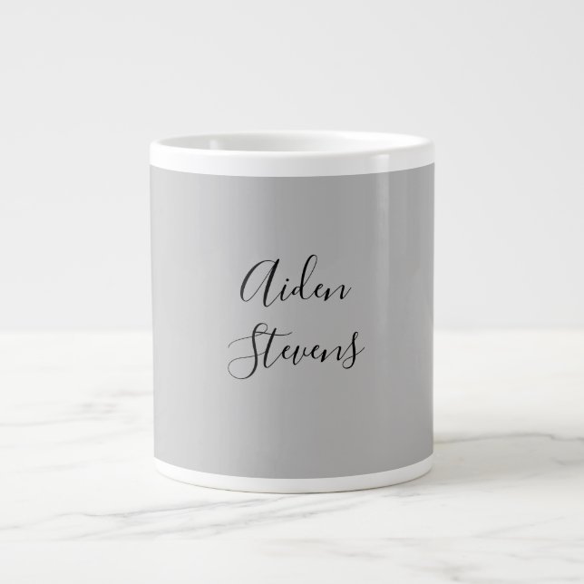 Stilvoll Einfach Schlicht Grau Minimalistische Kal Jumbo-Tasse (Vorderseite)