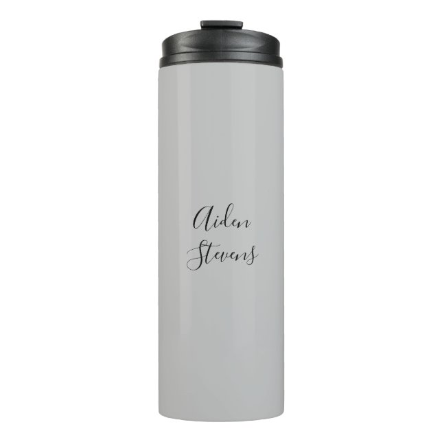 Stilvoll Einfach Schlicht Grau Minimalistische Kal Thermosbecher (Vorderseite)