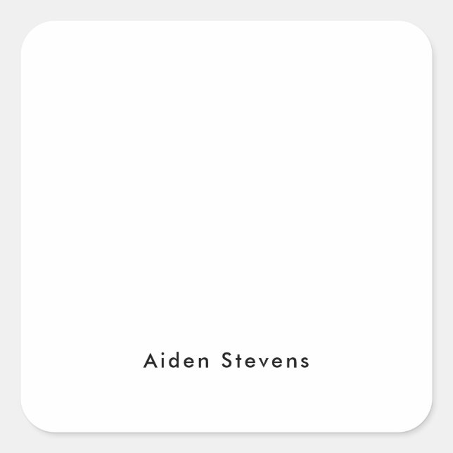 Stilvoll Einfach Schlicht Schwarz & Weiß Minimalis Quadratischer Aufkleber (Vorderseite)