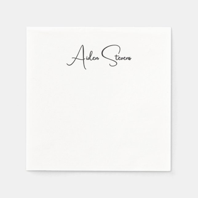 Stilvoll Einfache Schlichte Schwarz-Weiß-Minimalis Serviette (Vorderseite)