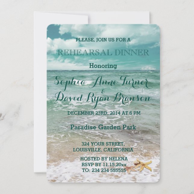 Stilvoll eingerichtetes Beach Starfish Wedding PRO Einladung (Vorderseite)