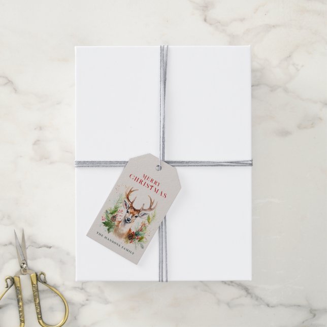Stilvoll & elegant Deer Christmas Gärten Custom Geschenkanhänger (Mit Garn)