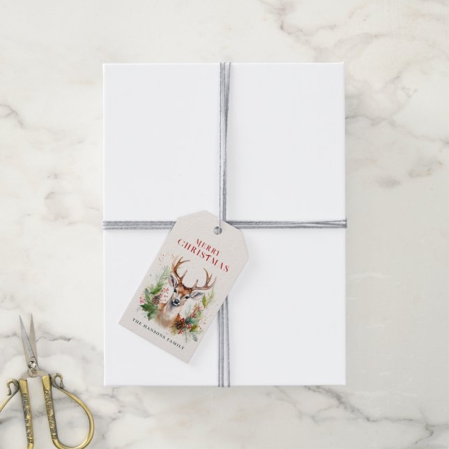 Stilvoll & elegant Deer Christmas Gärten Custom Geschenkanhänger (Mit Garn)