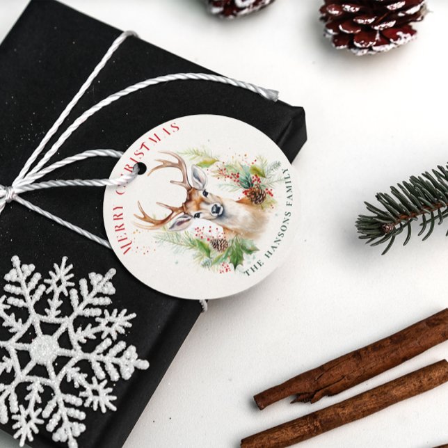 Stilvoll & elegant Deer Christmas Gärten Custom Geschenkanhänger (Von Creator hochgeladen)