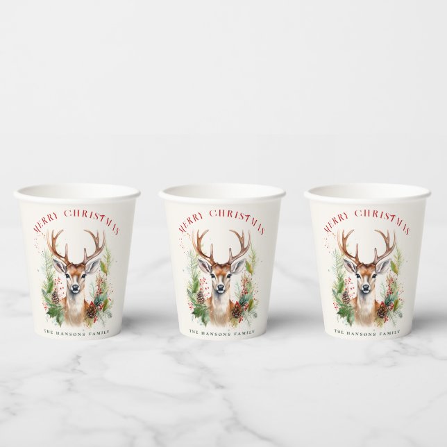 Stilvoll & elegant Deer Christmas Gärten Custom Pappbecher (Multi)