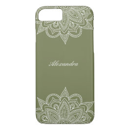 Stilvoll & elegant Olive & White Mandala Lace Case-Mate iPhone Hülle