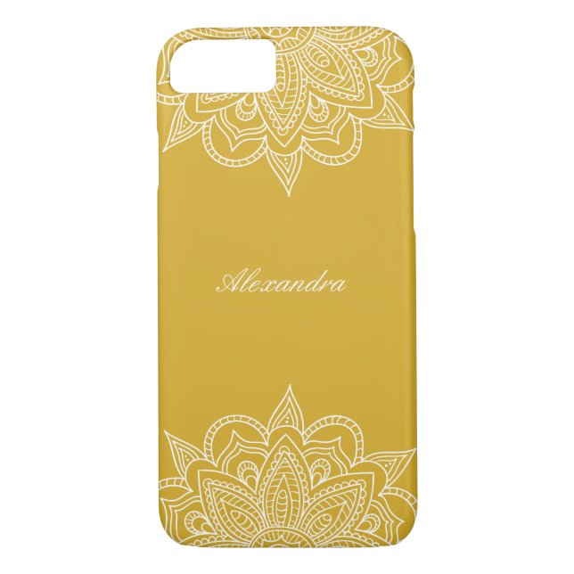 Stilvoll & elegant Senf & White Mandala Lace Case-Mate iPhone Hülle (Rückseite)
