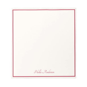 Stilvoll elegante Elfenbein & Rot Modern Notizblock