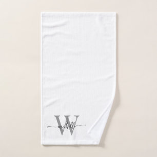 Stilvoll Elegante Schrift Weiße Graue Monogramm Na Handtuch
